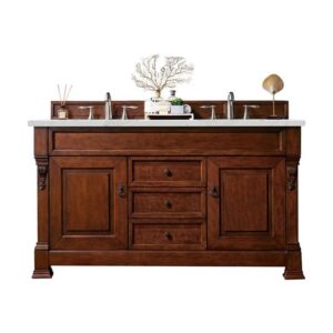 James Martin 147-114-5681-3ENC Brookfield 60 Inch Double Vanity Cabinet with Ethereal Noctis Quartz Top - Warm Cherry