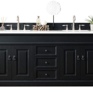 James Martin 147-114-5731-3AF Brookfield 72 Inch Antique Black Double Vanity with 3 cm Arctic Fall Solid Surface Top