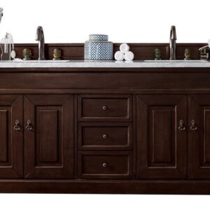 James Martin 147-114-5761-3AF Brookfield 72 Inch Burnished Mahogany Double Vanity with 3 cm Arctic Fall Solid Surface Top