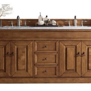 James Martin 147-114-5771-3CAR Brookfield 72 Inch Country Oak Double Vanity with 3 cm Carrara Marble Top