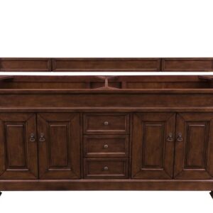 James Martin 147-114-5781-3CSP Brookfield 72 Inch Warm Cherry Double Vanity with 3 cm Charcoal Soapstone Quartz Top with Sink