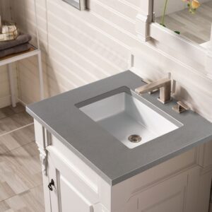 James Martin 147-V26-BW-3GEX Brookfield 26 Inch Bright White Single Vanity with 3 cm Grey Expo Quartz Top with Sink