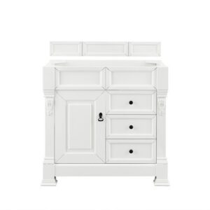 James Martin 147-V36-BW-3EJP Brookfield 36 Inch Bright White Single Vanity with Drawers with 3 cm Eternal Jasmine Pearl Quartz Top with Sink