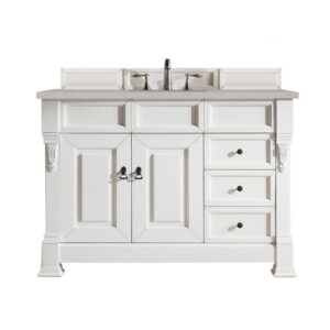 James Martin 147-V48-BW-3ESR Brookfield 48 Inch Bright White Single Vanity with 3 CM Eternal Serena Quartz Top