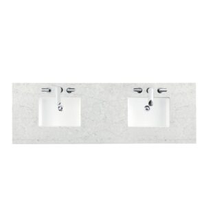 James Martin 147-V72-BW-3EJP Brookfield 72 Inch Bright White Double Vanity with 3 cm Eternal Jasmine Pearl Quartz Top with Sink