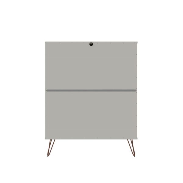 Manhattan Comfort Rockefeller 5-Drawer Tall Dresser with Metal Legs in Off White