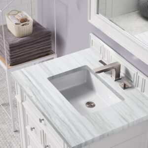 James Martin 157-V30-BW-3AF Bristol 30 Inch Single Vanity in Bright White with 3 cm Arctic Fall Solid Surface Top