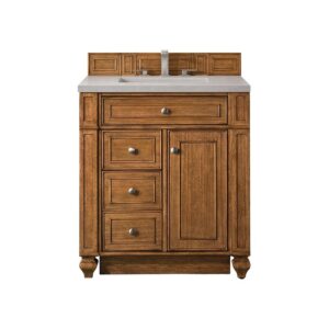 James Martin 157-V30-SBR-3ESR Bristol 30 Inch Single Vanity in Saddle Brown with 3 CM Eternal Serena Quartz Top