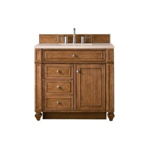 James Martin 157-V36-SBR-3EMR Bristol 36 Inch Single Vanity in Saddle Brown with 3 CM Eternal Marfil Quartz Top