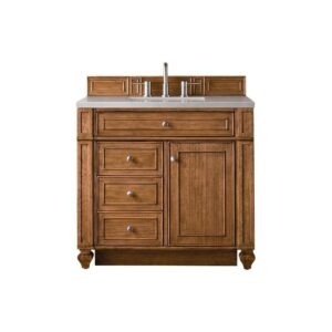 James Martin 157-V36-SBR-3ESR Bristol 36 Inch Single Vanity in Saddle Brown with 3 CM Eternal Serena Quartz Top