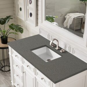 James Martin 157-V48-BW-3GEX Bristol 48 Inch Single Vanity in Bright White with 3 cm Grey Expo Quartz Top with Sink