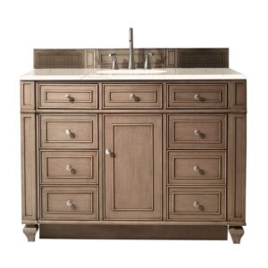 James Martin 157-V48-WW-3EMR Bristol 48 Inch Single Vanity Whitewashed Walnut with 3 CM Eternal Marfil Quartz Top