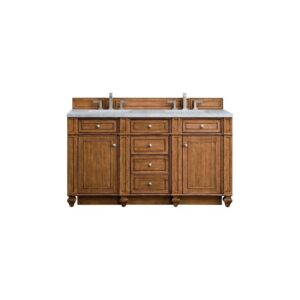 James Martin 157-V60D-SBR-3EJP Bristol 60 Inch Double Vanity in Saddle Brown with 3 CM Eternal Jasmine Pearl Quartz Top