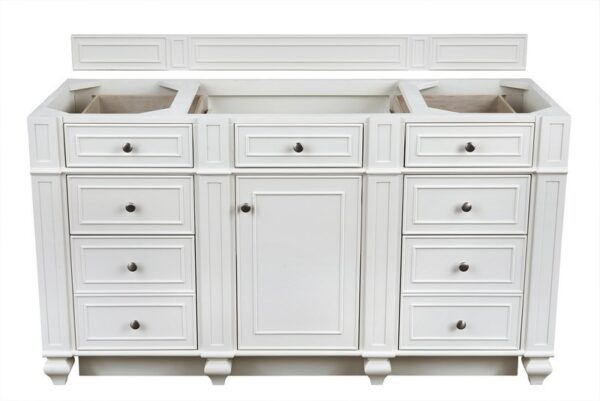 James Martin 157-V60S-BW-3CSP Bristol 60 Inch Single Vanity in Bright White with 3 cm Charcoal Soapstone Quartz Top with Sink