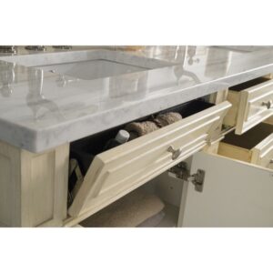 James Martin 157-V72-VV-3CAR Bristol 72 Inch Double Vanity in Vintage Vanilla with 3 cm Carrara Marble Top