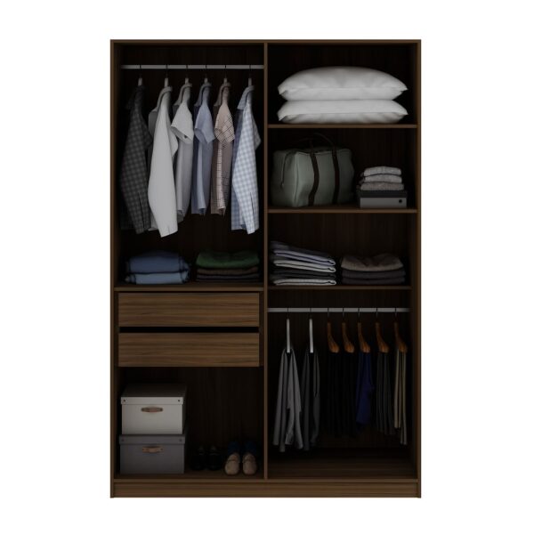 Manhattan Comfort Gramercy Modern 2-Section Freestanding Wardrobe Armoire Closet in Brown