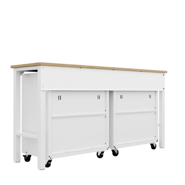 Manhattan Comfort 3-Piece Fortress Mobile Space-Saving Steel Garage Cabinet and Worktable 2.0 in White
