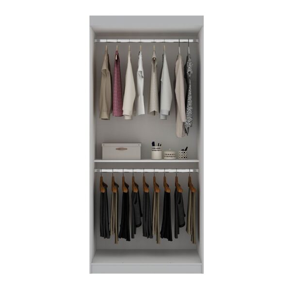 Manhattan Comfort Mulberry 35.9 Open Double Hanging Modern Wardrobe Closet with 2 Hanging Rods in White