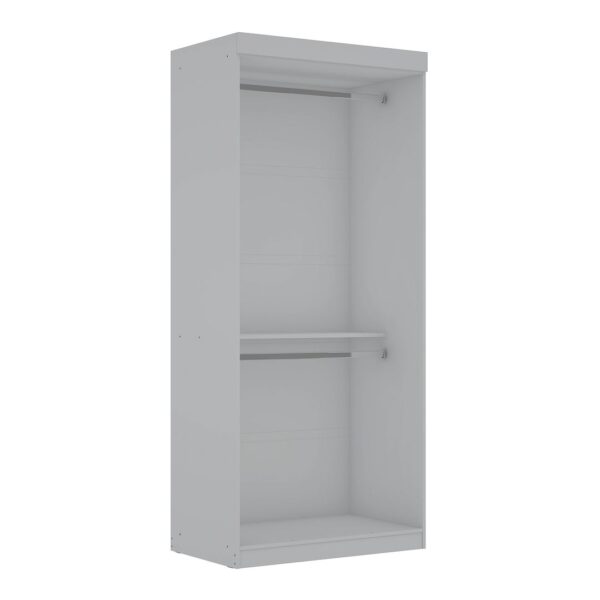 Manhattan Comfort Mulberry 35.9 Open Double Hanging Modern Wardrobe Closet with 2 Hanging Rods in White