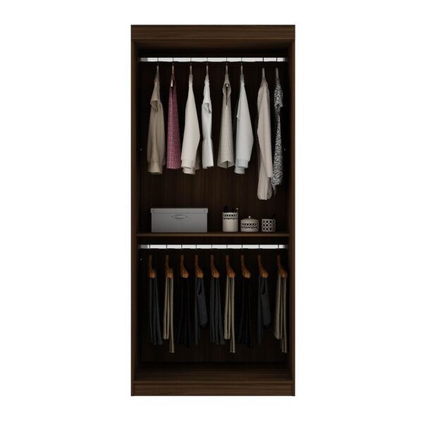 Manhattan Comfort Mulberry 35.9 Open Double Hanging Modern Wardrobe Closet with 2 Hanging Rods in Brown