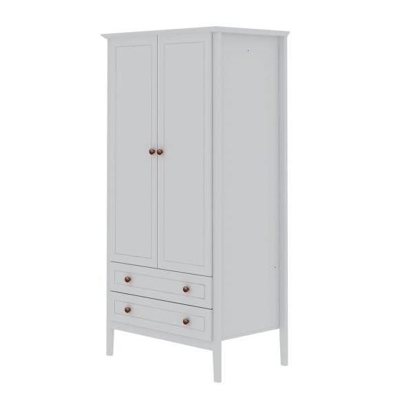 Manhattan Comfort Crown Full Wardrobe with Hanging and 2 Drawers in White