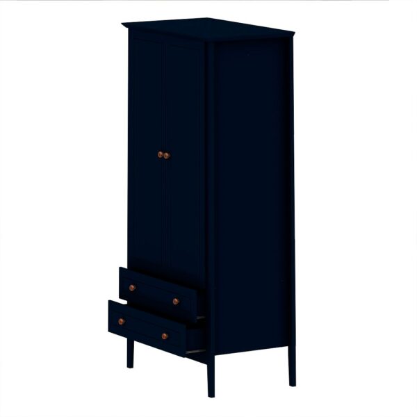 Manhattan Comfort Crown Full Wardrobe with Hanging and 2 Drawers in Tatiana Midnight Blue
