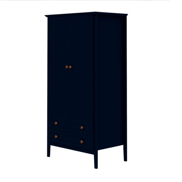 Manhattan Comfort Crown Full Wardrobe with Hanging and 2 Drawers in Tatiana Midnight Blue