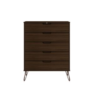 Manhattan Comfort Rockefeller 3-Piece Brown Dresser and Nightstand Set
