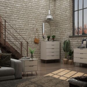 Manhattan Comfort Rockefeller 3-Piece Off White Dresser and Nightstand Set