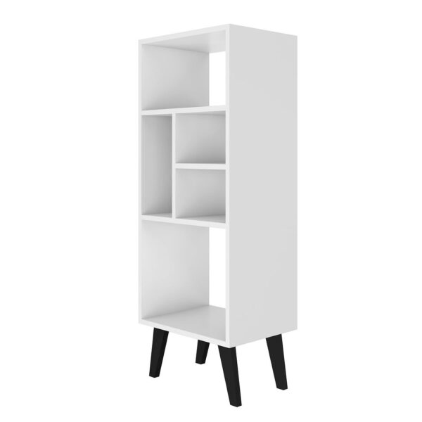 Manhattan Comfort Warren Mid-High Bookcase 2.0 with 5 Shelves in White with Black Feet