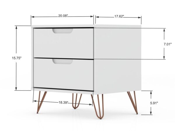 Manhattan Comfort Rockefeller White 5-Drawer Dresser and 2-Drawer Nightstand Set