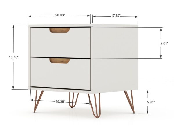 Manhattan Comfort Rockefeller Off White and Nature 5-Drawer Dresser and 2-Drawer Nightstand Set