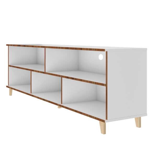 Manhattan Comfort Warren 70.87 TV Stand with 5 Shelves in White and Oak