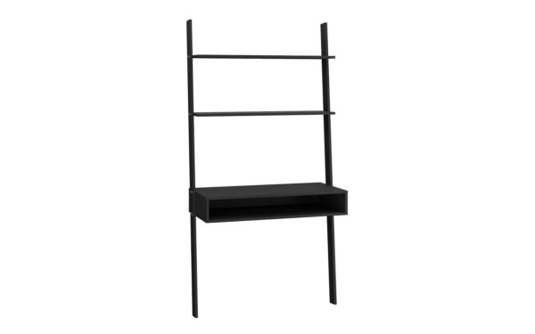 Manhattan Comfort Cooper Ladder Desk with 2 Floating Shelves in Black
