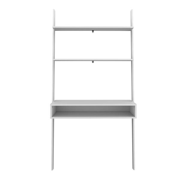 Manhattan Comfort Cooper Ladder Desk with 2 Floating Shelves in White