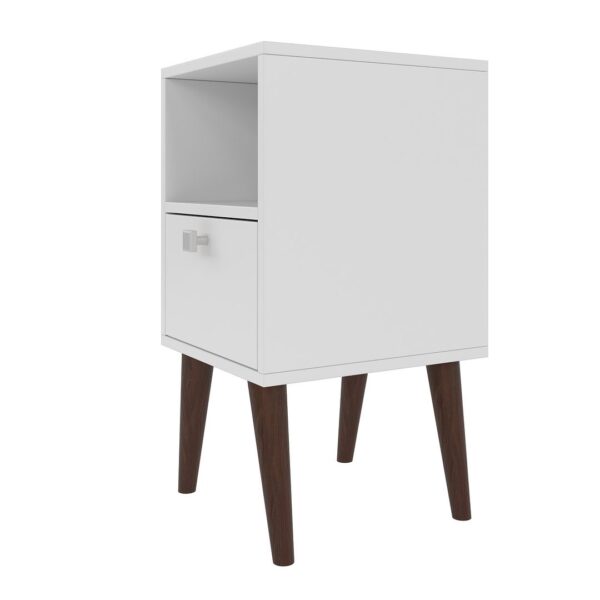 Manhattan Comfort Abisko Stylish Side Table with 1-Cubby and 1-Drawer in White