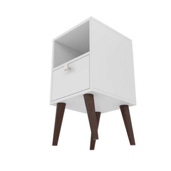 Manhattan Comfort Abisko Stylish Side Table with 1-Cubby and 1-Drawer in White