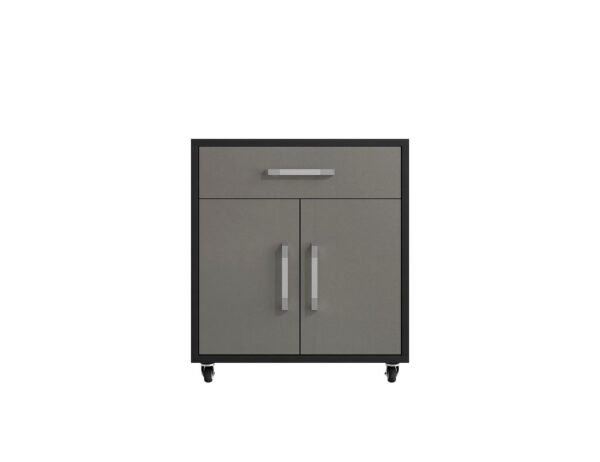 Manhattan Comfort Eiffel Mobile Garage Cabinet in Matte Black and Grey (Set of 2)
