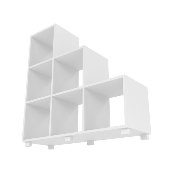 Manhattan Comfort Sophisticated Cascavel Stair Cubby with 6 Cube Shelves in White. Set of 2.