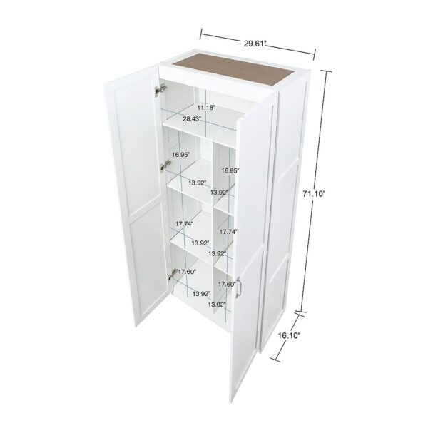 Manhattan Comfort Hopkins Modern Freestanding Storage Closet with 7 Shelves in White (Set of 2)