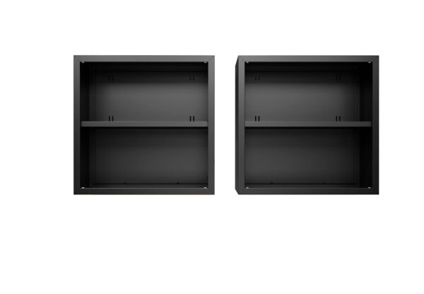 Manhattan Comfort Fortress 30" Floating Textured Metal Garage Cabinet with Adjustable Shelves in Charcoal Grey - Set of 2