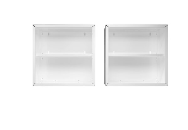 Manhattan Comfort Fortress 30" Floating Textured Metal Garage Cabinet with Adjustable Shelves in White - Set of 2