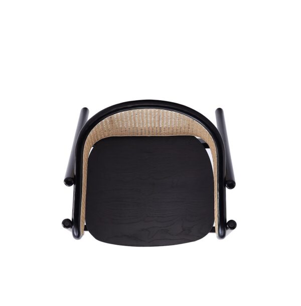 Manhattan Comfort Versailles Armchair in Black and Natural Cane - Set of 2