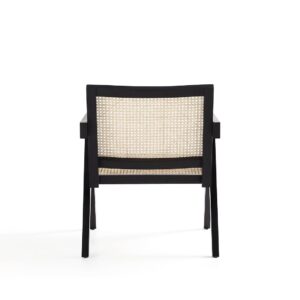 Manhattan Comfort Hamlet Accent Chair in Black and Natural Cane - Set of 2
