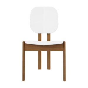 Manhattan Comfort Mid-Century Modern Gales Dining Chair with Solid Wood Legs in White - Set of 4