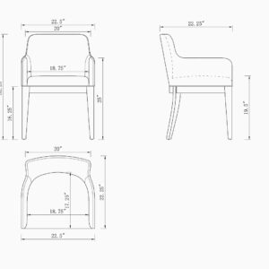 Manhattan Comfort Gansevoort Modern Faux Leather Dining Armchair in Stone Grey (Set of 2)