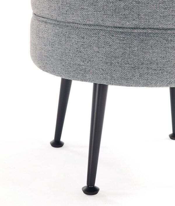 Manhattan Comfort Bailey Mid-Century Modern Woven Polyester Blend Upholstered Ottoman in Grey with Black Feet - Set of 2