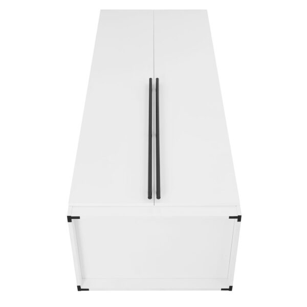 Manhattan Comfort Lee Modern Freestanding Wardrobe Closet 1.0 with 4 Shelves and 2 Drawers in White- Set of 2