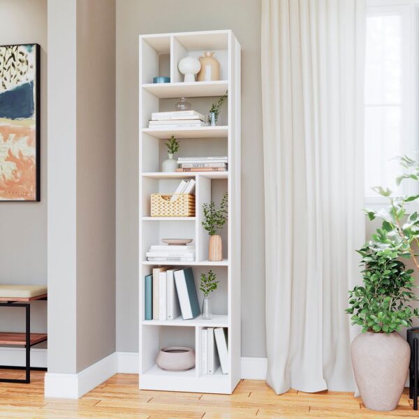 Manhattan Comfort Durable Valenca Bookcase 4.0 with 10-Shelves in White