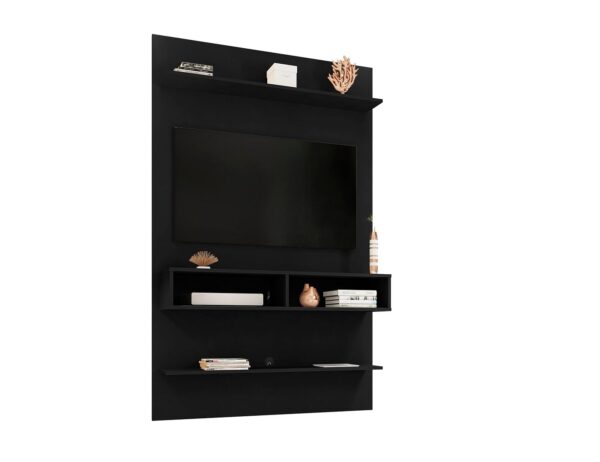 Manhattan Comfort Libra Long Floating 45.35 Wall Entertainment Center with Overhead Shelf in Black